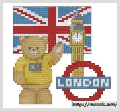 Скачать схему вышивки нитками Тедди в Лондоне-2, автор 