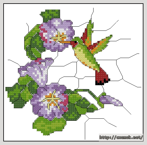 Download embroidery patterns by cross-stitch  - Hummingbird, author 