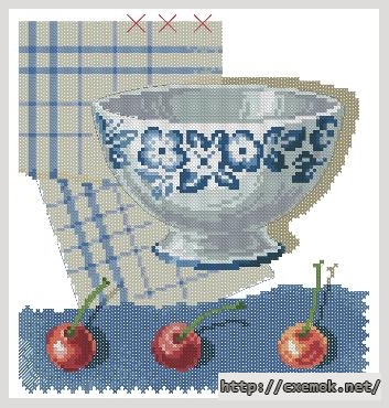 Download embroidery patterns by cross-stitch  - Blue_bowl_and_cherries, author 