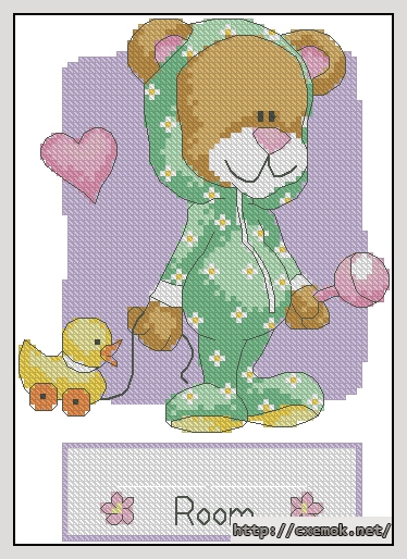 Download embroidery patterns by cross-stitch  - Bear room sign, author 