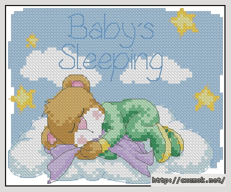 Скачать схемы вышивки нитками / крестом  - Baby''s sleeping sign, автор 