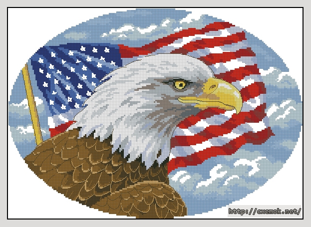 Скачать схему вышивки нитками Freedom eagle, автор 
