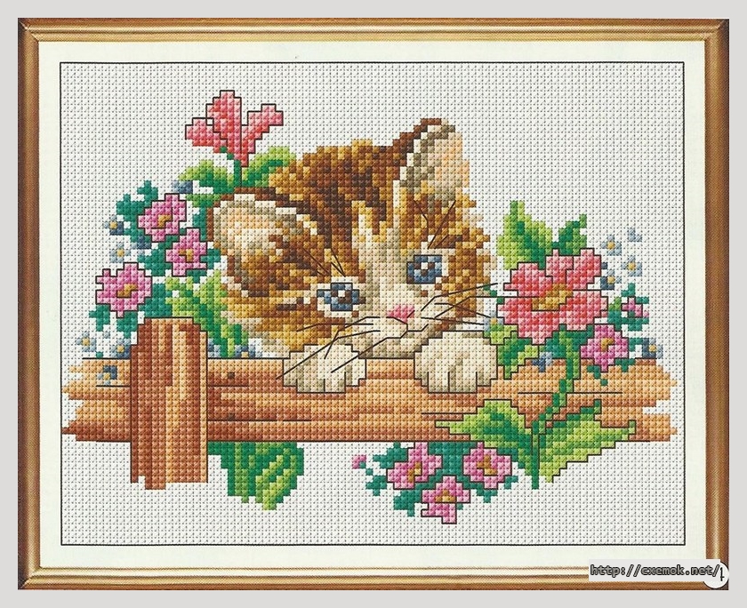 Download embroidery patterns by cross-stitch  - Коте на ограда, author 