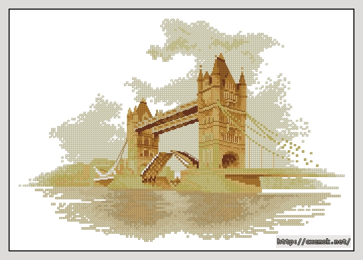 Скачать схему вышивки нитками Tower Bridge, автор 