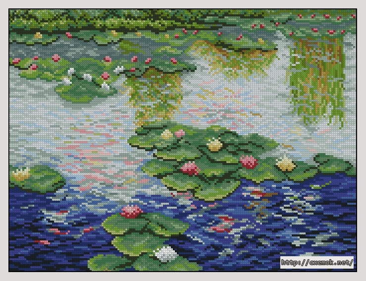 Download embroidery patterns by cross-stitch  - Claude monet - lilie wodne, author 