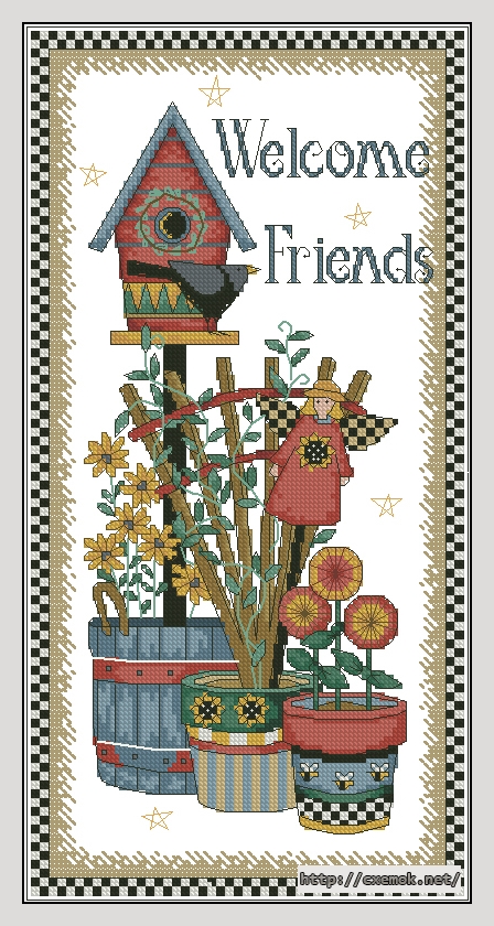 Download embroidery patterns by cross-stitch  - Garden welcome, author 