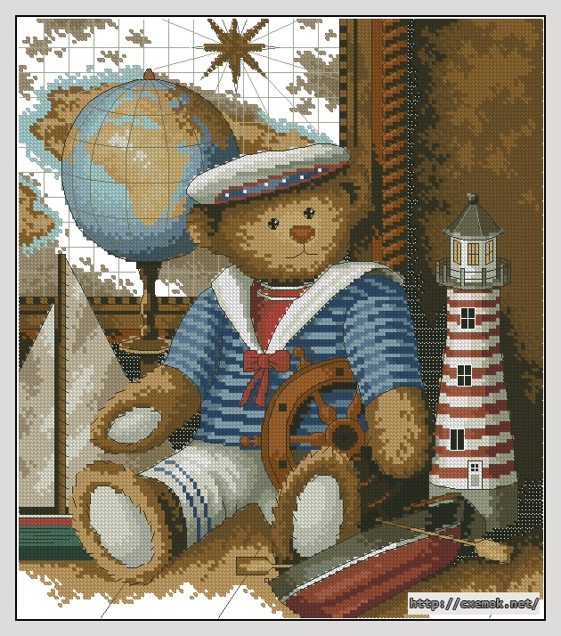 Download embroidery patterns by cross-stitch  - Sailor bear, author 