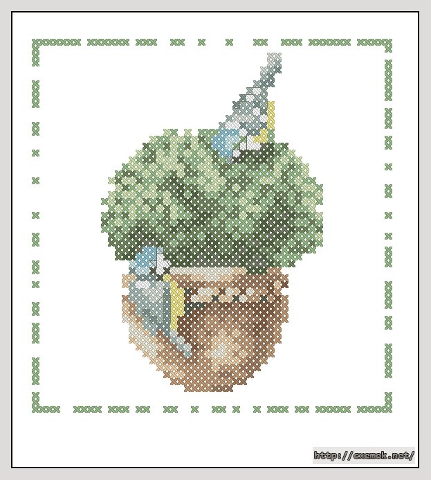 Download embroidery patterns by cross-stitch  - Buxus met vogeltjes, author 