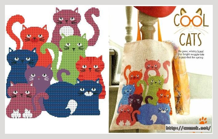 Скачать схемы вышивки нитками / крестом  - Cool cats, автор 