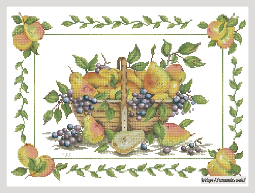 Download embroidery patterns by cross-stitch  - Mand met peren en druiven, author 
