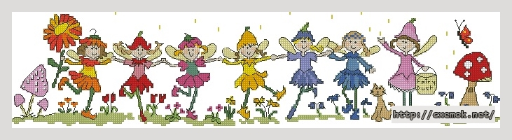 Download embroidery patterns by cross-stitch  - Row of fairies, author 