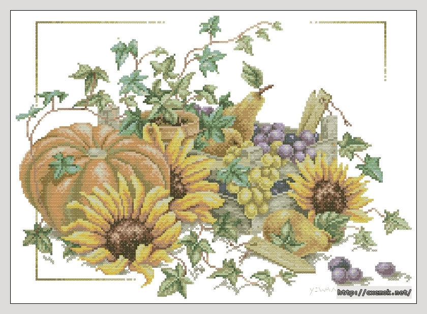 Download embroidery patterns by cross-stitch  - Pumpkin and sunflowers, author 