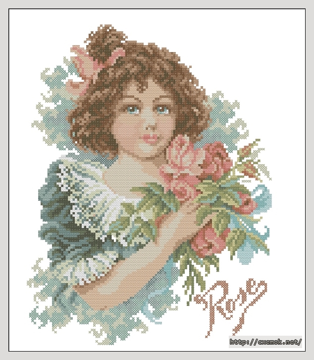 Download embroidery patterns by cross-stitch  - Rose meisje met rozen, author 