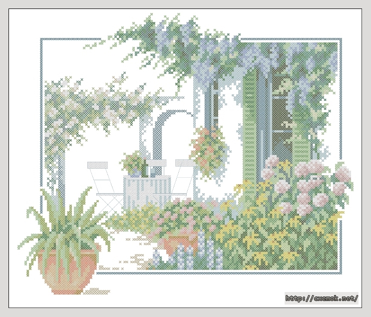 Download embroidery patterns by cross-stitch  - Terras met bloemen, author 