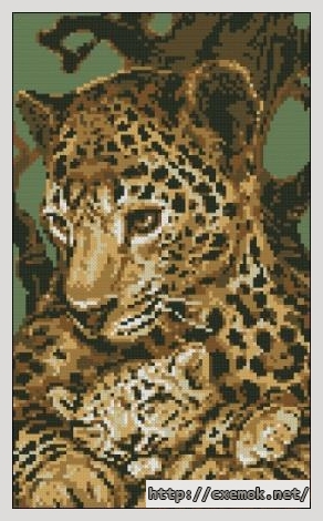 Скачать схему вышивки нитками Леопарды, автор 