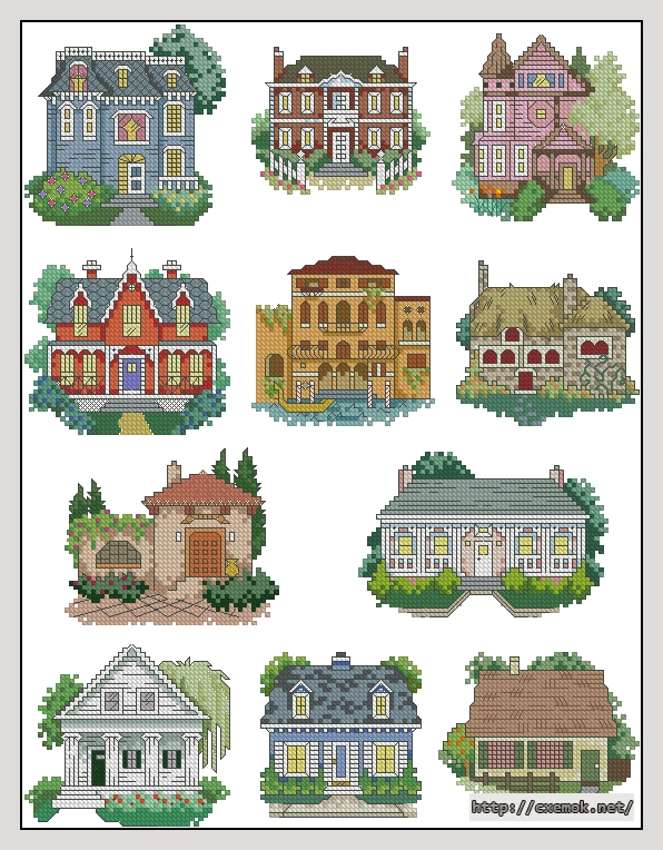 Download embroidery patterns by cross-stitch  - Houses, author 