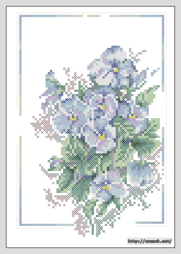 Download embroidery patterns by cross-stitch  - Blauwe bloemen, author 