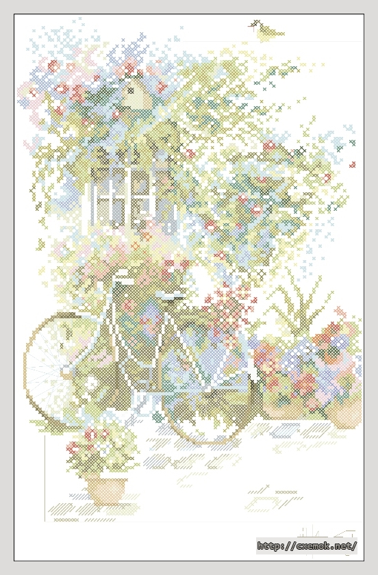 Download embroidery patterns by cross-stitch  - Fiets met bloemen, author 