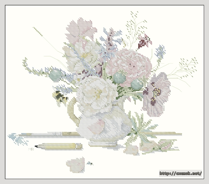 Download embroidery patterns by cross-stitch  - Kan met bloemen, author 