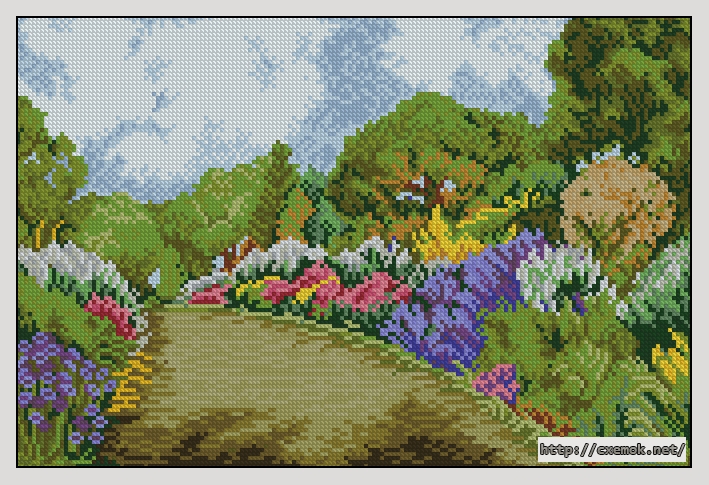 Download embroidery patterns by cross-stitch  - Sendero de flores, author 