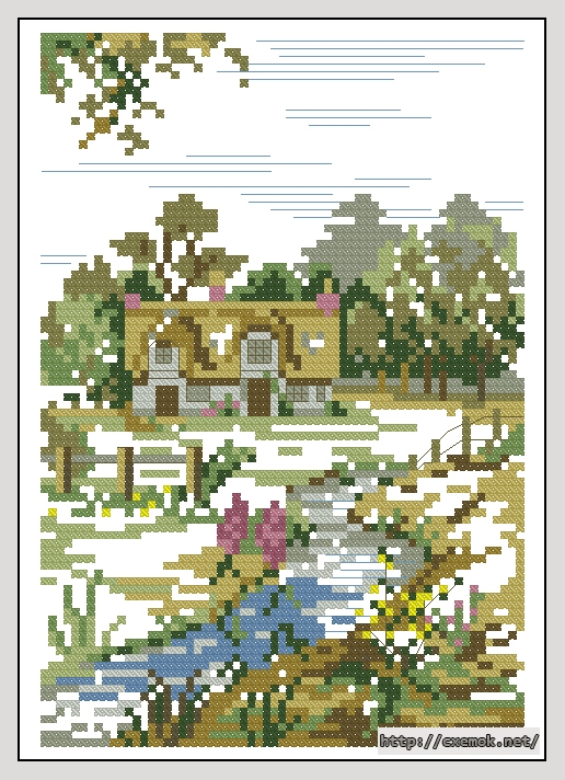 Download embroidery patterns by cross-stitch  - House