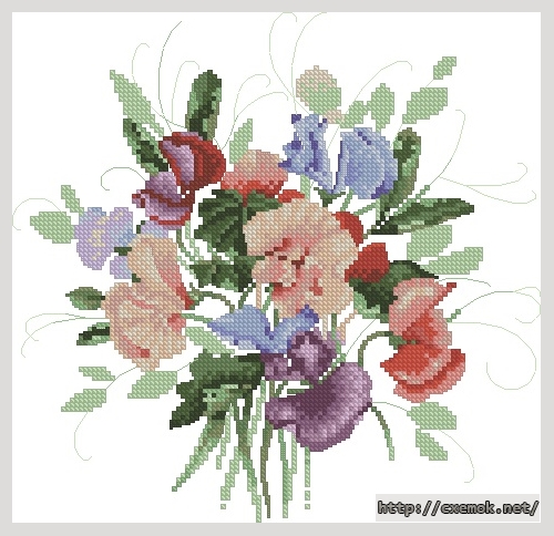 Download embroidery patterns by cross-stitch  - Sweet pea posy, author 