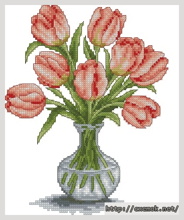 Download embroidery patterns by cross-stitch  - Тюльпаны в прозрачной вазе. панно., author 