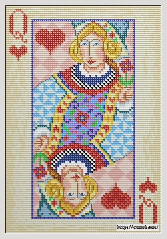 Download embroidery patterns by cross-stitch  - Queen of heart, author 