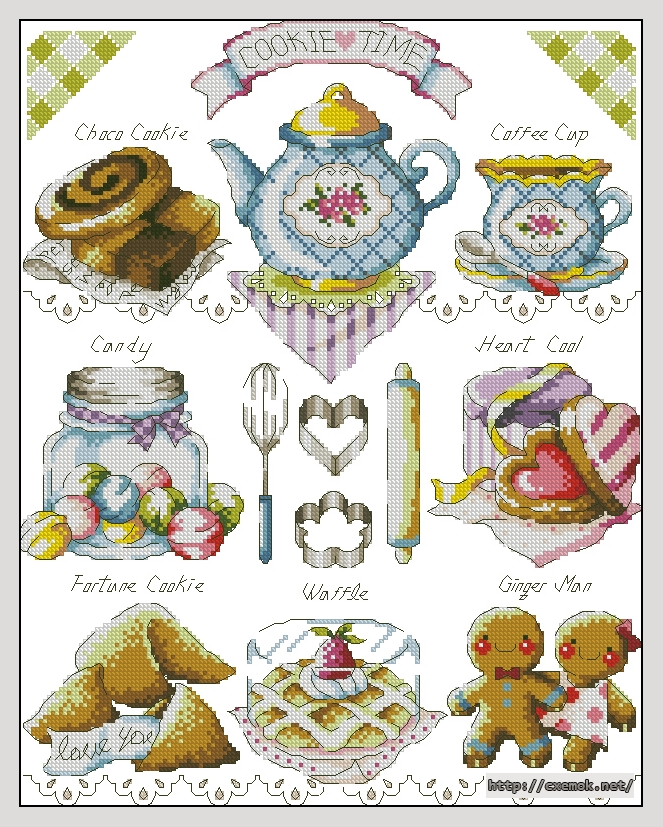 Download embroidery patterns by cross-stitch  - Cookie time, author 