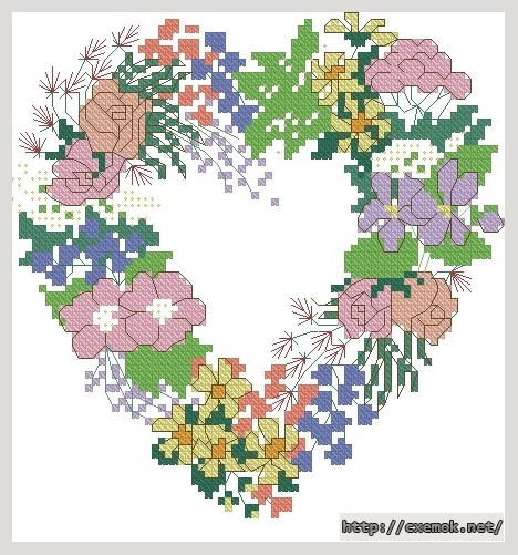 Download embroidery patterns by cross-stitch  - Heart wreath monogram, author 