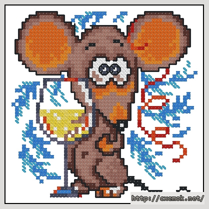 Download embroidery patterns by cross-stitch  - Мышь с бокалом, author 