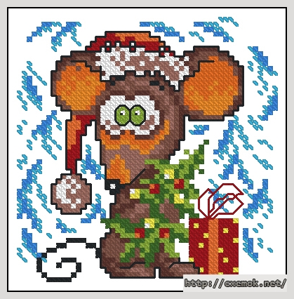 Download embroidery patterns by cross-stitch  - Мышь с елкой, author 