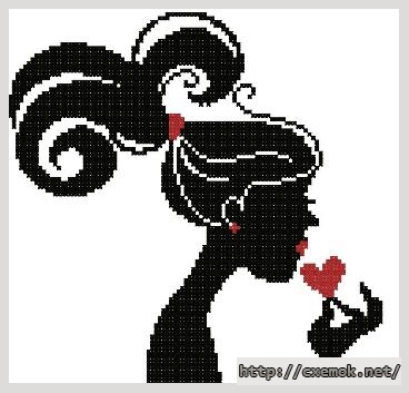 Download embroidery patterns by cross-stitch  - Девушка с сердцем