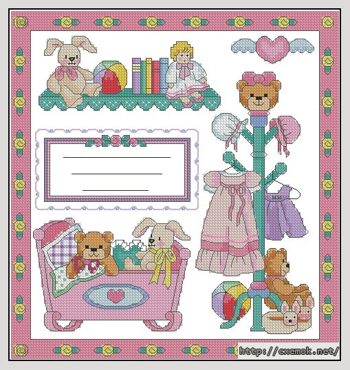 Download embroidery patterns by cross-stitch  - Birth record girl, author 