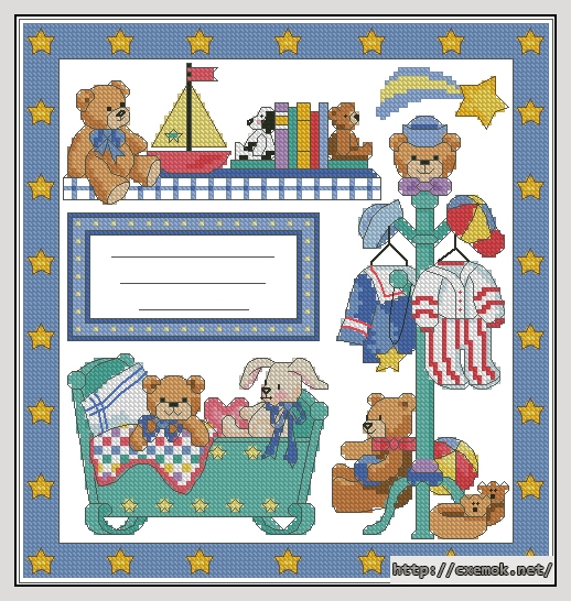 Download embroidery patterns by cross-stitch  - Birth record boy, author 