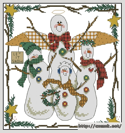 Download embroidery patterns by cross-stitch  - Snow family, author 