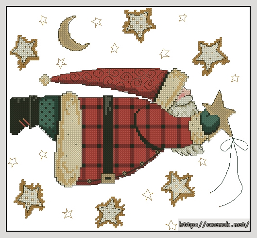 Скачать схему вышивки нитками Country noel - Santa pillow, автор 