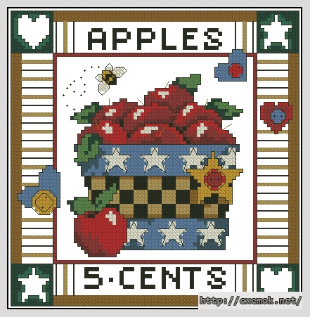 Download embroidery patterns by cross-stitch  - Apple basket, author 