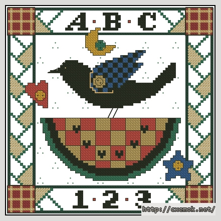 Download embroidery patterns by cross-stitch  - Crow and watermelon, author 