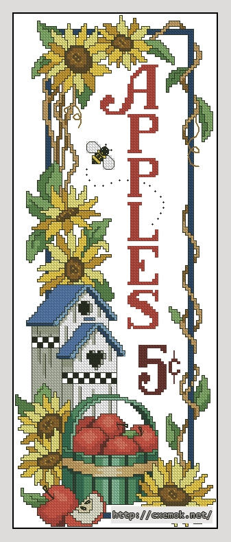 Download embroidery patterns by cross-stitch  - Welcome friends apples banner, author 