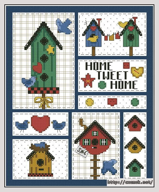 Download embroidery patterns by cross-stitch  - Birdhouse collection, author 