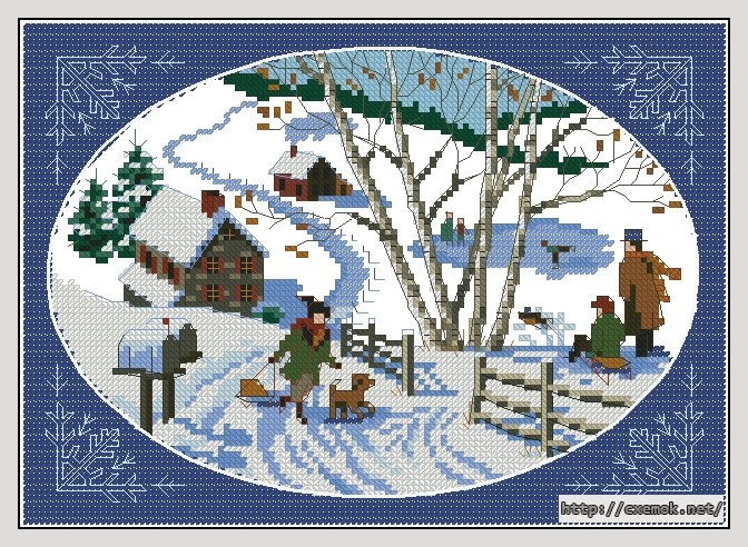 Download embroidery patterns by cross-stitch  - Winter scene, author 