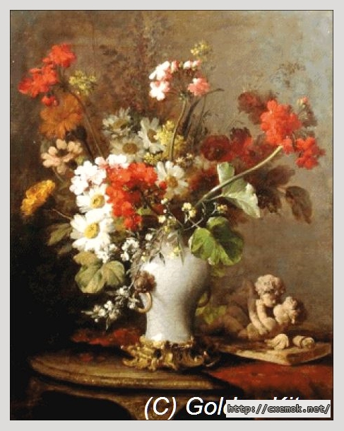 Скачать схемы вышивки нитками / крестом  - Summer flowers in a vase, автор 