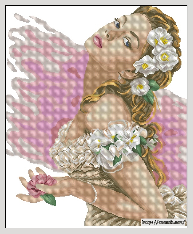 Скачать схему вышивки нитками Lady of camellias, автор 