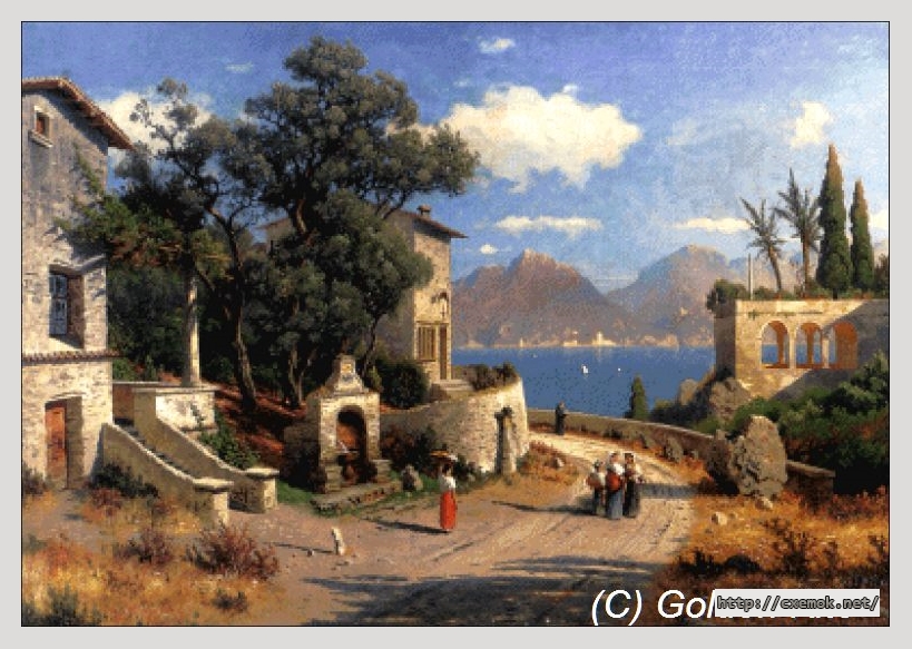 Download embroidery patterns by cross-stitch  - An italian village by a lake, author 