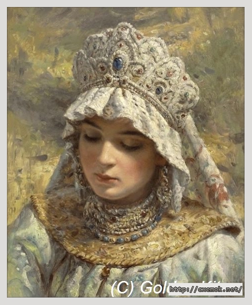 Скачать схему вышивки нитками Russian Beauty in a Head-dress (small), автор 