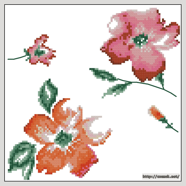 Download embroidery patterns by cross-stitch  - Flower-2, author 