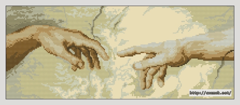 Download embroidery patterns by cross-stitch  - Две руки (creation of adam), author 