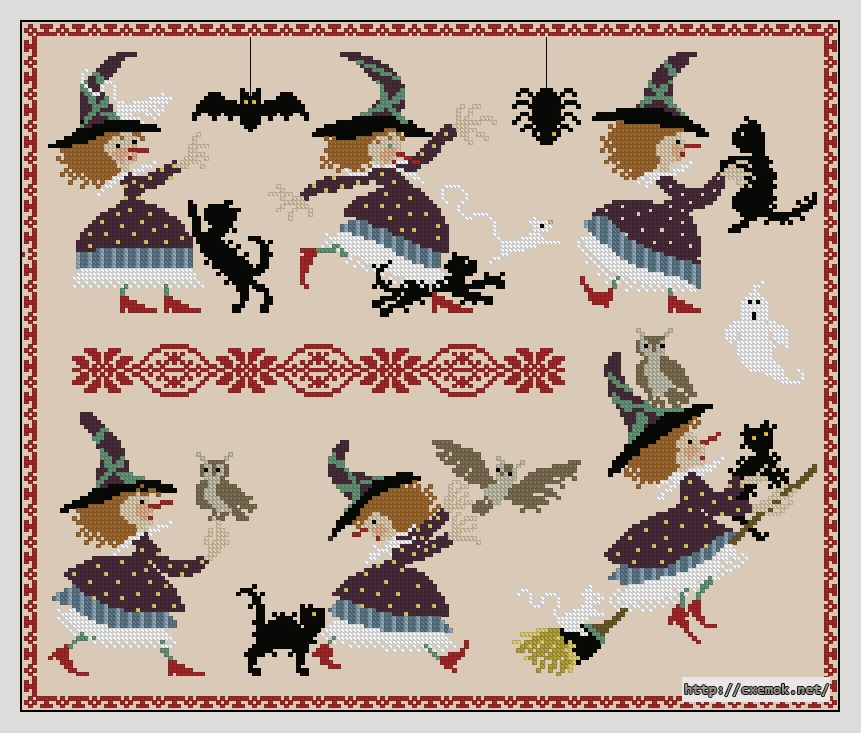 Download embroidery patterns by cross-stitch  - Jeux d'' halloween, author 