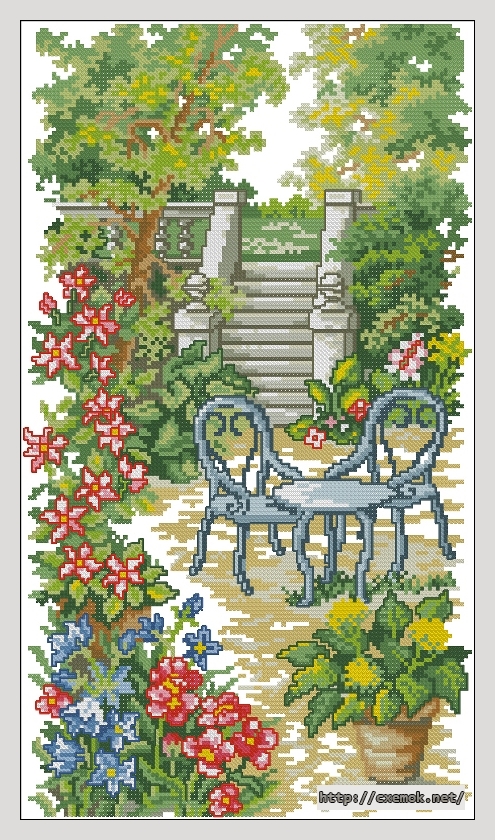 Скачать схему вышивки нитками Лестница в саду, автор 